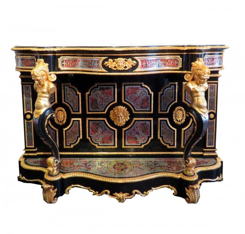 Console in Boulle marquetry 19th Napoleon III period Stamped Béfort