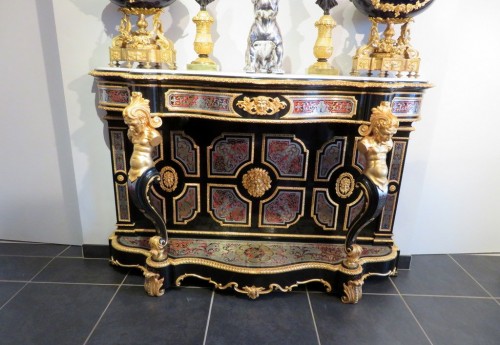 Console in Boulle marquetry 19th Napoleon III period Stamped Béfort - Furniture Style Napoléon III