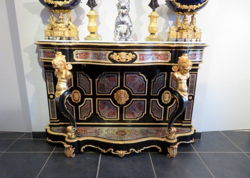 Furniture  - Console in Boulle marquetry 19th Napoleon III period Stamped Béfort