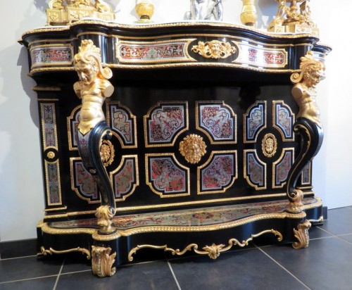 Napoléon III - Console in Boulle marquetry 19th Napoleon III period Stamped Béfort