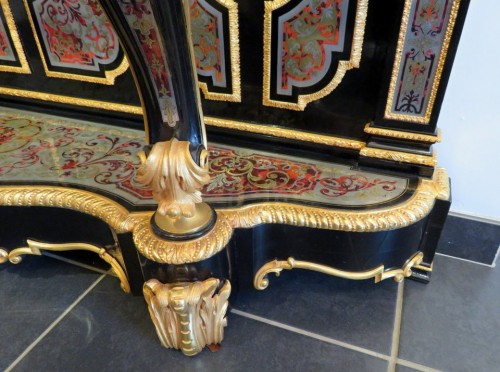 Antiquités - Console in Boulle marquetry 19th Napoleon III period Stamped Béfort