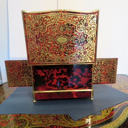  Tantalus Box in Boulle marquetry Napoleon III period 19th GOLDEN crystal - Decorative Objects Style Napoléon III