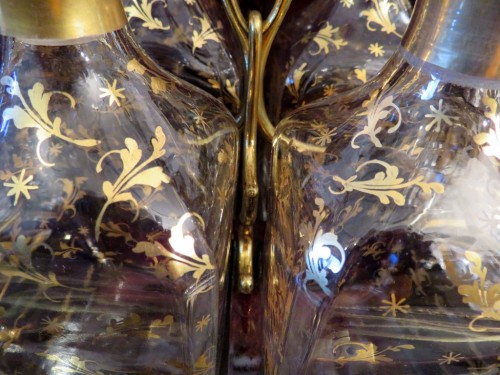  Tantalus Box in Boulle marquetry Napoleon III period 19th GOLDEN crystal - Napoléon III