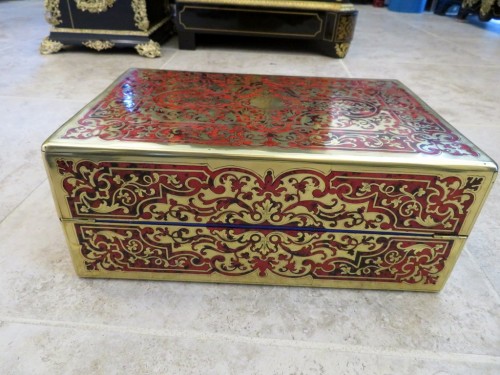  Navy writing desk in Boulle marquetry Napoleon III period 19th - Decorative Objects Style Napoléon III