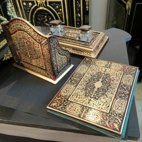 Napoléon III - Vickery - Ensemble de Bureau en marqueterie Boulle époque Napoléon III