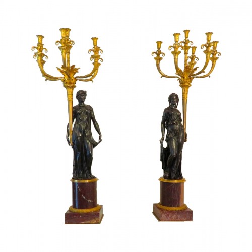 Pair of early 19th century bronze Candelabra