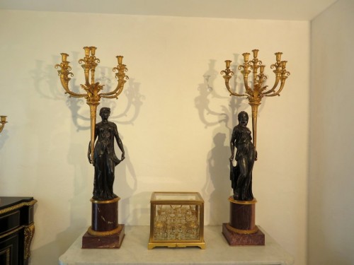 Pair of early 19th century bronze Candelabra - Lighting Style Empire