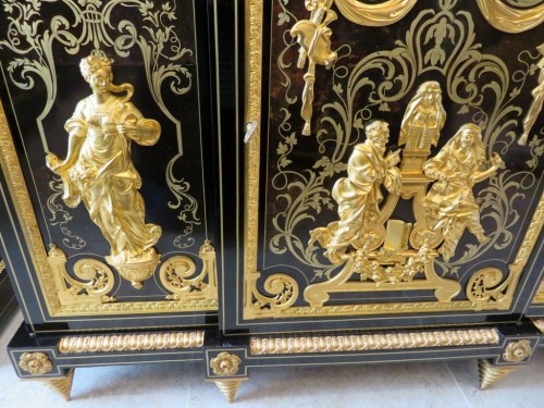 Meuble à trois portes marqueterie Boulle signé Béfort Jeune - Mobilier Style Napoléon III