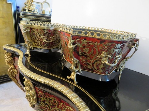 Pair of Napoleon III Planter in Boulle marquetry - Decorative Objects Style Napoléon III