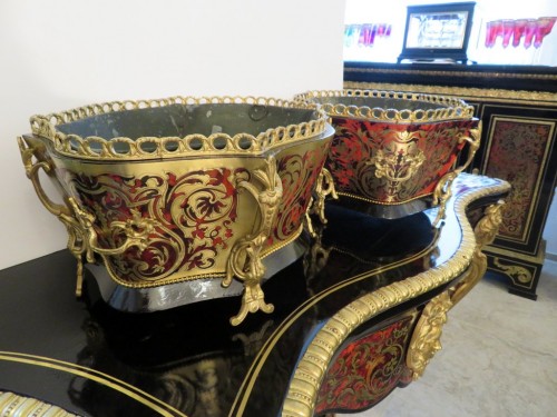 Pair of Napoleon III Planter in Boulle marquetry - Napoléon III