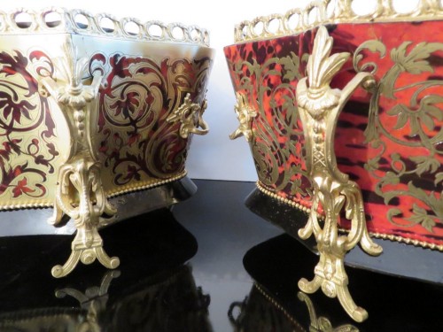 Antiquités - Pair of Napoleon III Planter in Boulle marquetry