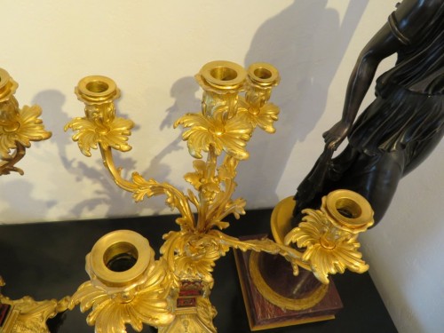 Pair of Candelabra golden Bronze and Boulle marquetry in Napoléon III perio - Napoléon III