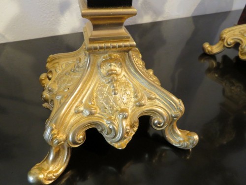 Antiquités - Pair of Candelabra golden Bronze and Boulle marquetry in Napoléon III perio