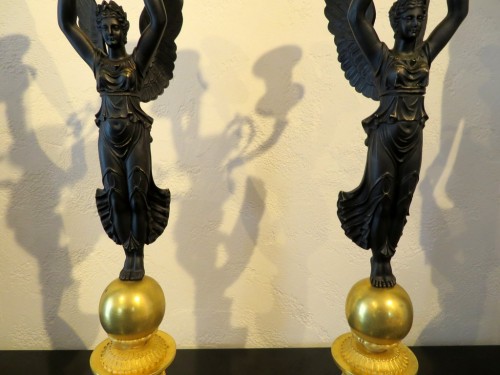 Pair of Candelabra golden Bronze Empire period - Lighting Style Empire