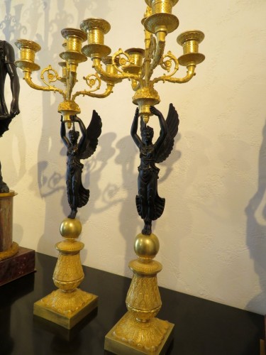 Lighting  - Pair of Candelabra golden Bronze Empire period