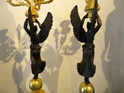 Pair of Candelabra golden Bronze Empire period - 