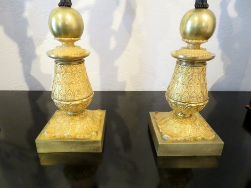 Pair of Candelabra golden Bronze Empire period - Empire