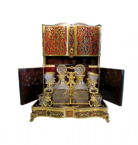 Macé - Tantalus Box in Boulle marquetry Napoleon III period 19th