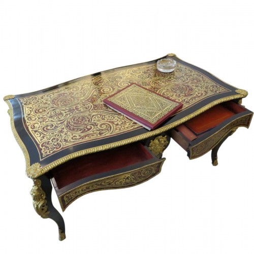 Bureau de ministre en marqueterie Boulle époque Napoléon III