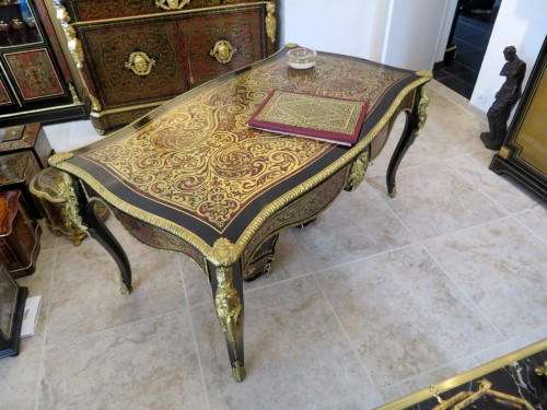 Mobilier Bureau et Secrétaire - Bureau de ministre en marqueterie Boulle époque Napoléon III