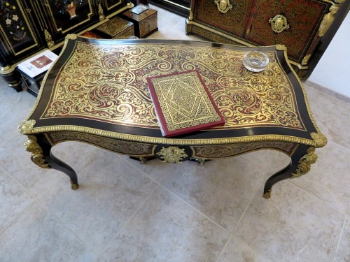 XIXe siècle - Bureau de ministre en marqueterie Boulle époque Napoléon III