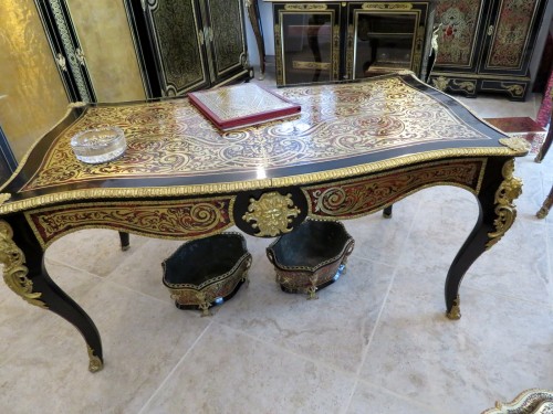 Napoléon III - Bureau de ministre en marqueterie Boulle époque Napoléon III