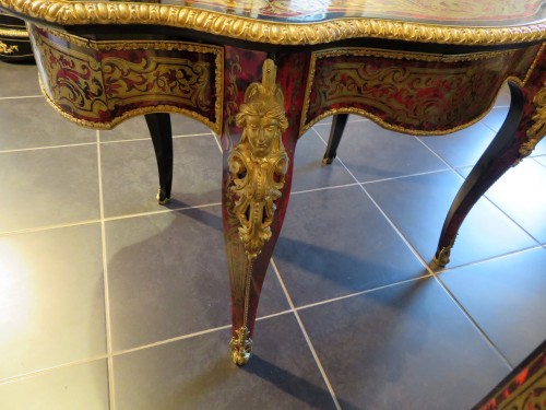 Guéridon table en marqueterie Boulle époque Napoléon III - Mobilier Style Napoléon III