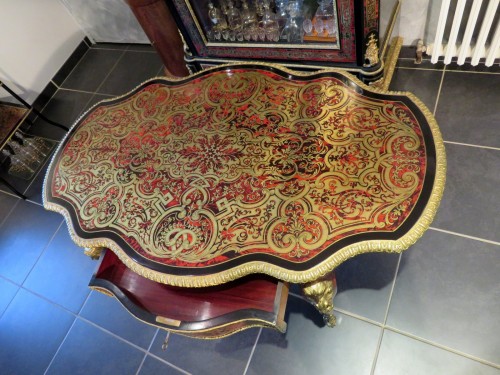 Furniture  - Table in marquetry Boulle 19th Napoléon III period - Perfect condition