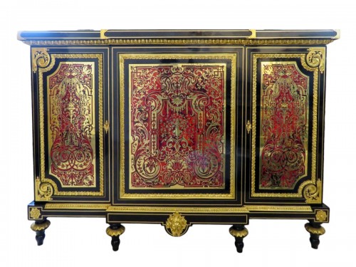 Impressive french credenza in marquetry Boulle 19th Napoléon III