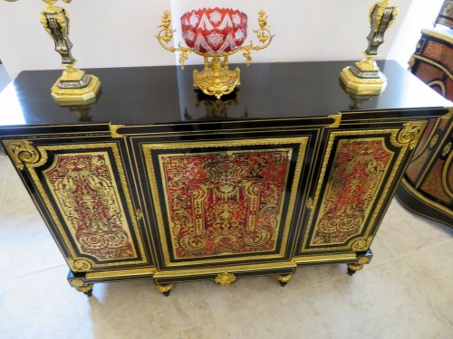 Napoléon III - Impressive french credenza in marquetry Boulle 19th Napoléon III