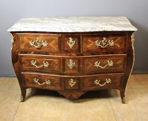 Commode Louis XV en marqueterie de palissandre - Antiquités Christophe Rochet