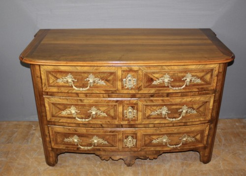 Mobilier Commode - Commode Louis XIV en marqueterie de noyer