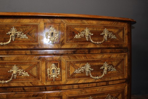 Antiquités - Commode Louis XIV en marqueterie de noyer