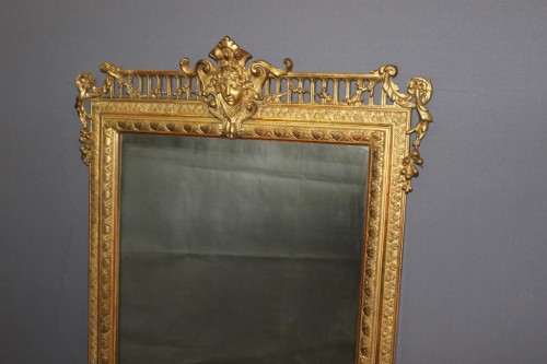 Miroirs, Trumeaux  - Miroir Napoléon III en stuc doré