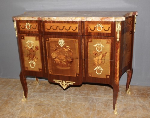 Commode en marqueterie fin 19e - Mobilier Style Napoléon III