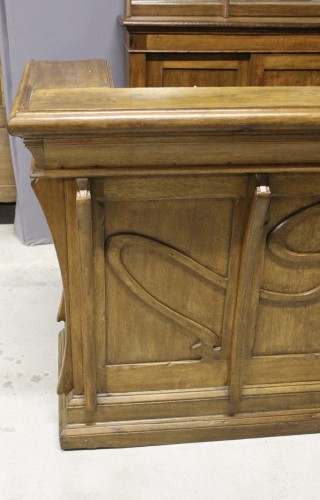 Antiquités - Art Nouveau bar with oak glass cabinet, circa 1900