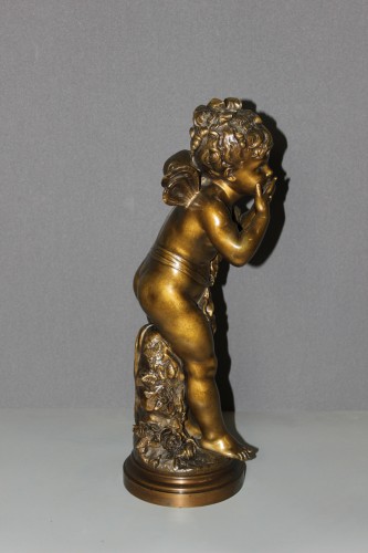 XIXe siècle - Bronze par Auguste Moreau vers 1880 d'après La Fée Sifflante