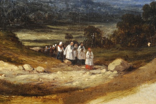 Charles Quinsac (1811-1879) La Procession des Rogations à Fronsac près de Libourne - Tableaux et dessins Style Restauration - Charles X