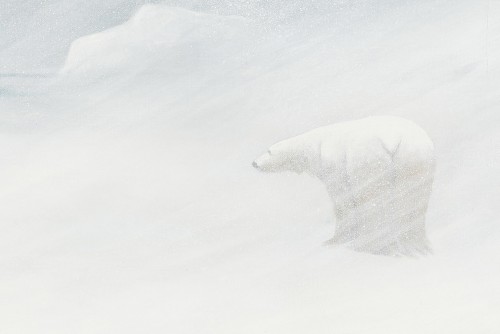 Tableaux et dessins  - Emanuel A. Petersen (1894-1948) - Ours polaire dans une tempête de neige au Groenland