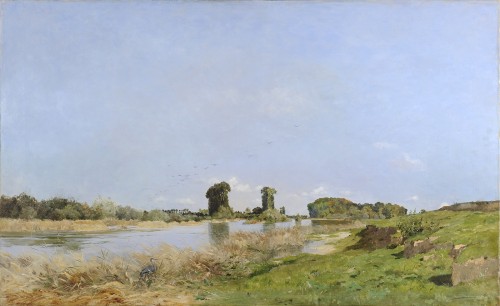 Edmond Yon (1841-1897) Grand bord de rivière aux oiseaux - Tableaux et dessins Style Napoléon III