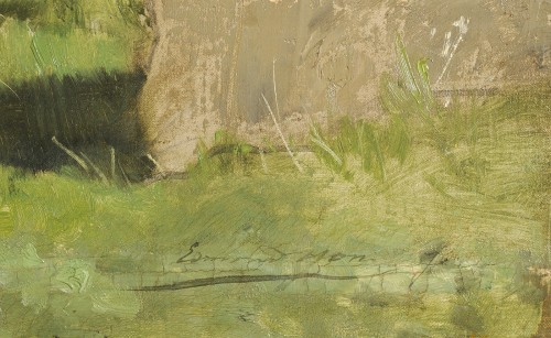 XIXe siècle - Edmond Yon (1841-1897) Grand bord de rivière aux oiseaux