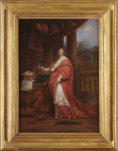 Ecole Française vers 1645 - Portrait du cardinal Mazarin - Tableaux et dessins Style Louis XIV