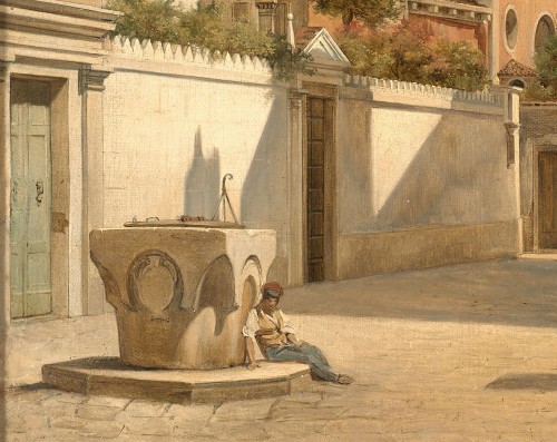 Tableaux et dessins Tableaux XIXe siècle - Venise, Saint Roch et le campanile des Frari, attribué à  à Frans Vervloet (1795-1872)