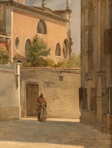 Venise, Saint Roch et le campanile des Frari, attribué à  à Frans Vervloet (1795-1872) - Galerie de Frise