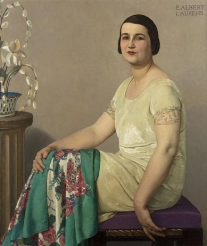 Antiquités - Paul-Albert Laurens (1870-1934) La Robe d’argent, portrait d’Hélène Kauffmann