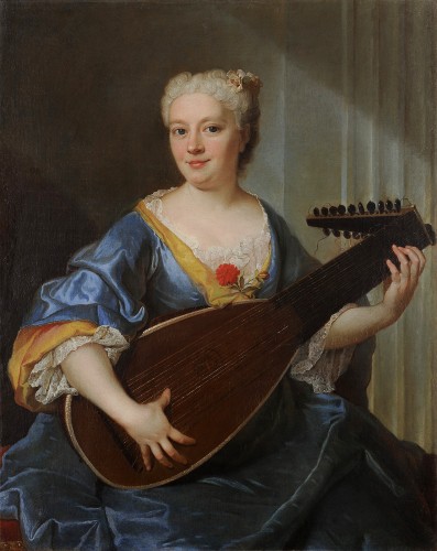 Portrait de femme jouant du luth, attribué à Delyen (1684-1761)