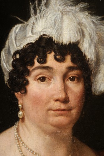 Tableaux et dessins Tableaux XIXe siècle - Ecole française vers 1815 - Portrait de Madame Leblond