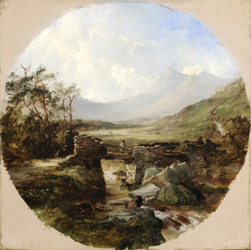 Ecole anglaise vers 1850 - Le mont Snowdon vu de Capel Curig - Tableaux et dessins Style Louis-Philippe