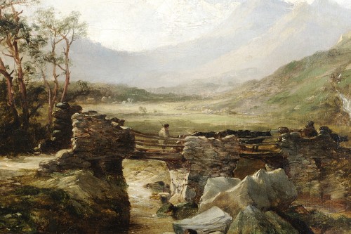 Tableaux et dessins Tableaux XIXe siècle - Ecole anglaise vers 1850 - Le mont Snowdon vu de Capel Curig