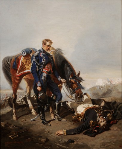 Edouard Armand-Dumaresq (1826-1895) Une mort glorieuse ou La mort du général Kirgener - Tableaux et dessins Style Napoléon III